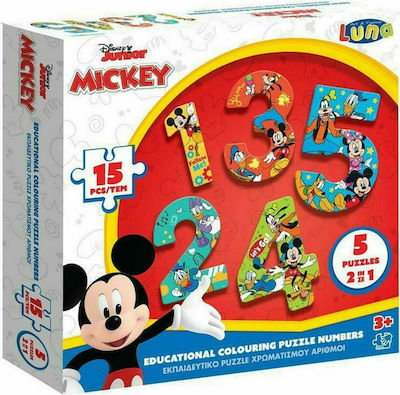 Puzzle pentru Copii Αριθμοί Mickey pentru 3++ Ani 15buc Luna