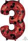 Balloon Foil Jumbo Number 3 Red 66cm