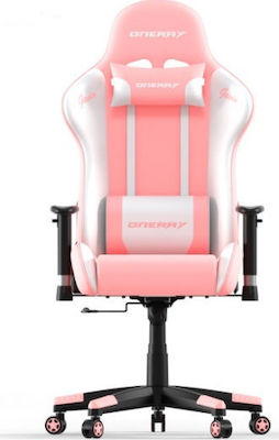 Oneray D0917 Καρέκλα Gaming Δερματίνης με Ρυθμιζόμενα Μπράτσα Ροζ