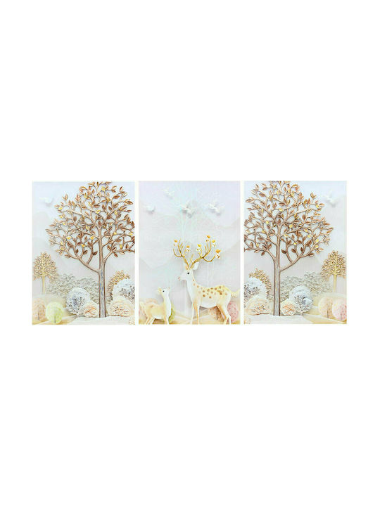 Keskor Τρίπτυχος Πίνακας σε Καμβά 150x70cm