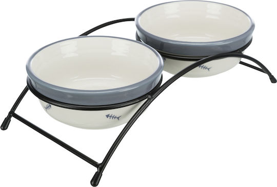 Trixie Eat On Feet Ceramic Bowl Food & Water for Dog & Cat with Base 300ml 12cm in Gray Color 2pcs