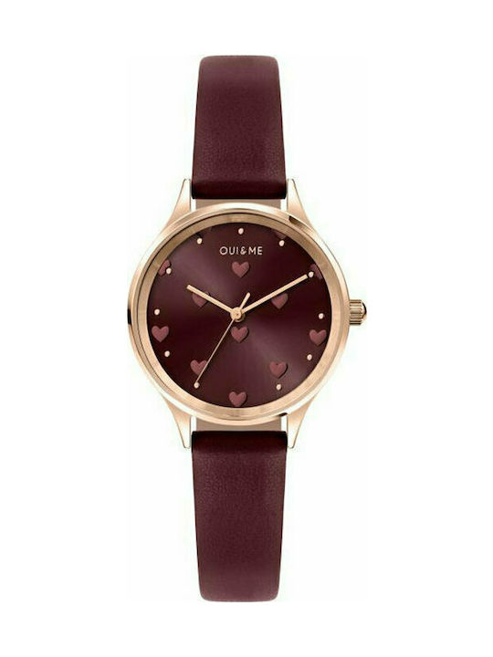 Oui & Me Bichette Watch with Burgundy Leather Strap