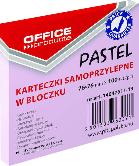Office Point Αυτοκόλλητα Χαρτάκια Σημειώσεων 100 Φύλλων Ροζ 7.6x7.6εκ.