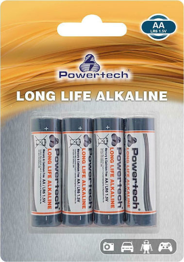 Powertech Long Life Алкални Батерии AA 1.5V 4бр PT-943