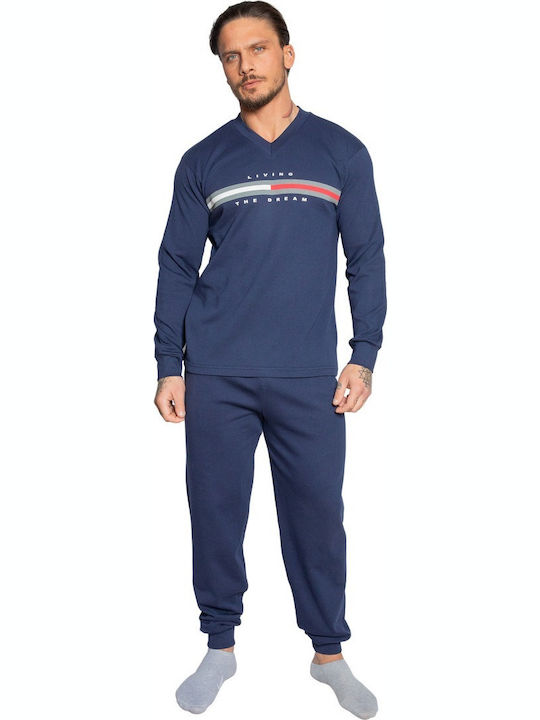 Nina Club 710-21 Men's Winter Cotton Pajamas Set Navy Blue