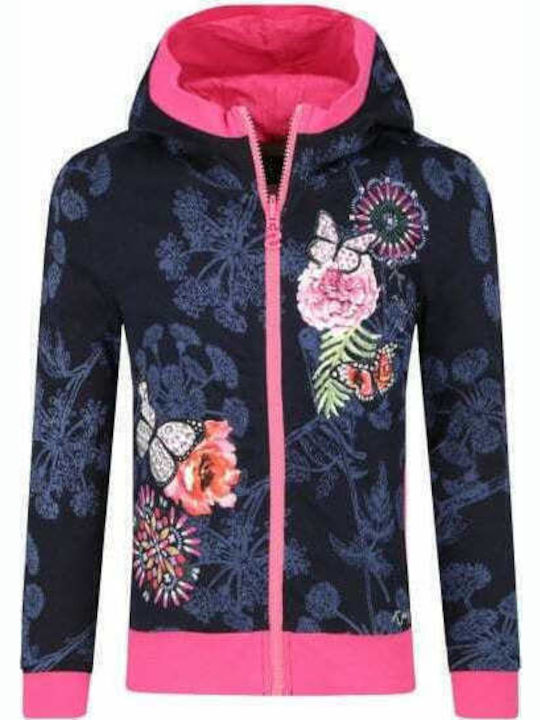 Desigual Girls Hooded Cardigan Kansas with Zipper Blue