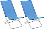 vidaXL Small Chair Beach with High Back Blue Set of 2pcs