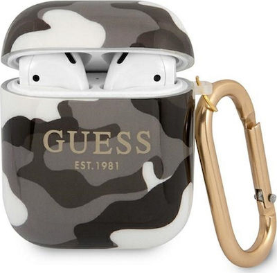 Guess Camo Collection Калъф Силикон с кука в Черно цвят за Apple AirPods 1 / AirPods 2