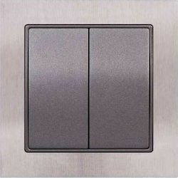 Mutlusan Elitra Plus Recessed Electrical Lighting Wall Switch with Frame Basic Aller Retour Gray