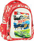 Gim Hot Wheels Schulranzen Rucksack Kindergarten Rot mit Flaschenhalter 12Liter