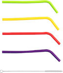 Estia Straw Silicone Colorful with Brush 4pcs