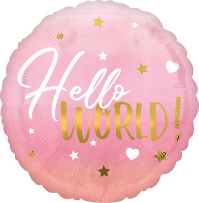 Μπαλόνι Foil Hello World Ροζ 45cm