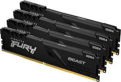 Kingston Fury Beast 32GB DDR4 RAM με 4 Modules (4x8GB) και Ταχύτητα 3200 για Desktop