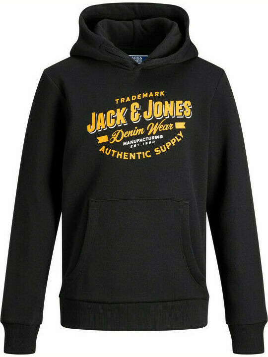 Jack & Jones Hanorac pentru copii cu glugă și buzunare Negru