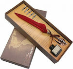 CALLIGRAPHY SET RETRO CASSETTE FEATHER PEN SET- RED