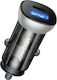 GloboStar Auto-Ladegerät 38W 3A Schnellladung mit Anschlüssen: 1xUSB 1xType-C Silber Farbe