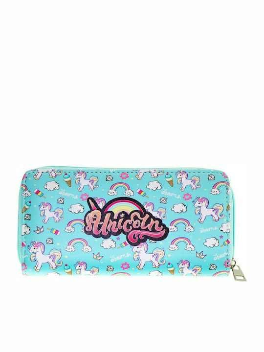 Tesoro Unicorn Kids Wallet with Zipper Light Blue