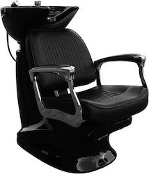 Eurostil Chiuvetă Staționară Cu Scaun Negru Din Piele Sintetică L114xL67xÎ95cm Eurostil Chiuvetă Staționară Cu Scaun Negru Din Piele Sintetică L114xL67xÎ95cm