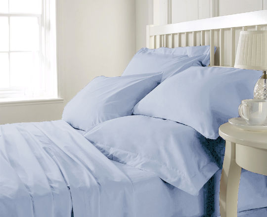 Anna Riska Set Cearșafuri cu Elastic 160x200+30cm. Prestige Sky Blue 4buc