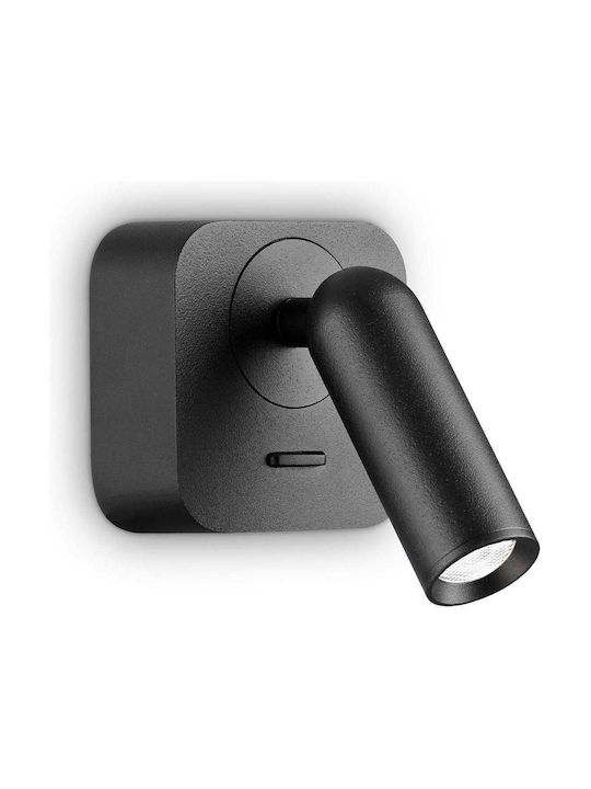 Ideal Lux Bean Square Ap Classic Lamp Wall with Integrated LED and Warm White Light Black 6.5x8.5x6.5cm