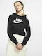 Nike Cropped Γυναικείο Φούτερ με Κουκούλα Μαύρο