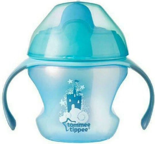Tommee Tippee First Trainer Cup Castle Educational Sippy Cup Plastic with Handles Light Blue for 4m+m+ 150ml