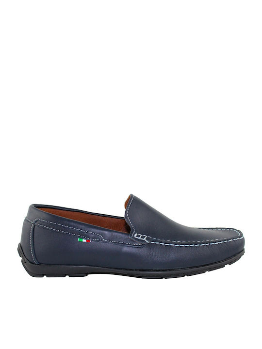 Men's Leather Loafers Navy/White