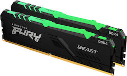 Kingston Fury Beast RGB 32GB DDR4 RAM cu 2 module (2x16GB) și Viteză 3600 pentru Desktop