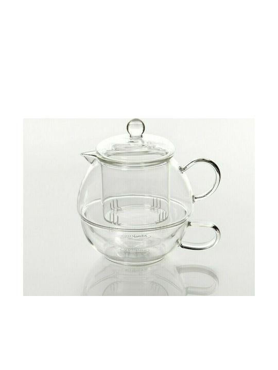 Madras GTWC-02 Teapot with Cup and Filter Glass Transparent 500ml