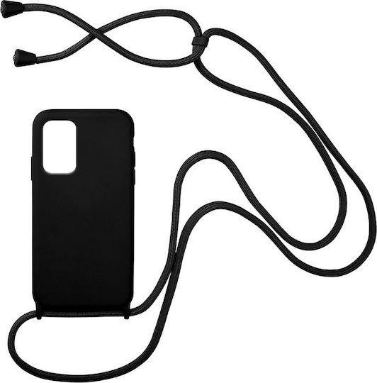Sonique Carryhang Back Cover Silicone 0.5mm with Strap Black (Redmi Note 10 / 10s / Poco M5s)