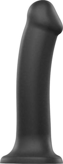 Strap On Me Silicone Dual Density Bendable Dildo Medium Ρεαλιστικό Dildo με Βεντούζα Black 18cm