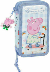 Safta Peppa Pig Pencil Case Full 28pcs with 2 Compartments Light Blue