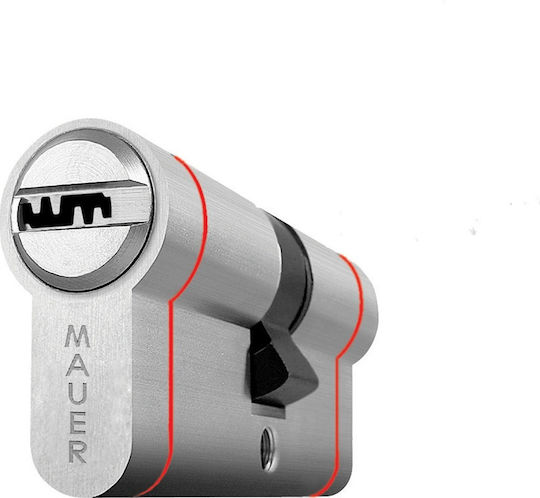Mauer Κύλινδρος Κλειδαριάς Ασφαλείας Elite 2 Red Line 82mm (31-51) με 5 Κλειδιά Ασημί