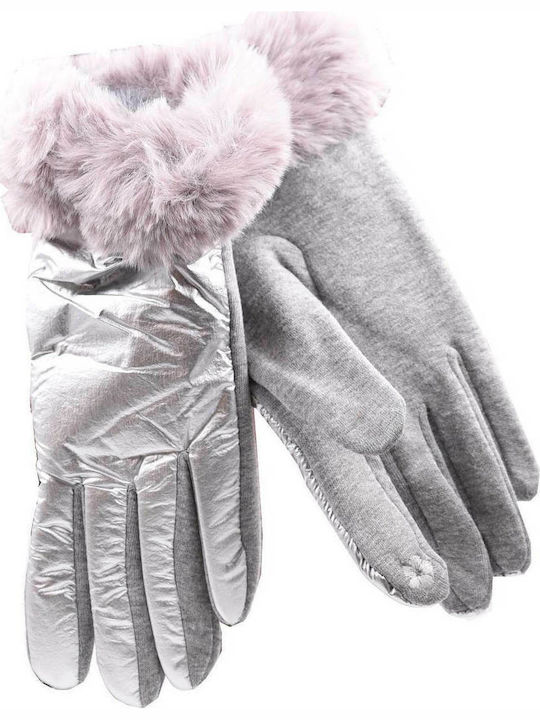 Verde Women's Touch Gloves with Fur Gray 02-603