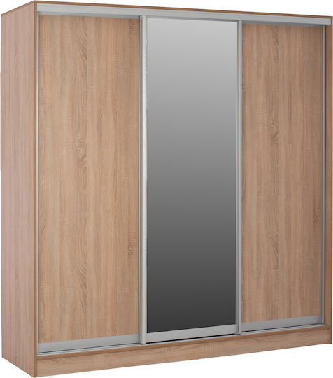 Adler Dulap Cu Ușă Triplă Glisant Cu Oglindă Sonoma Stejar 200x60x210cm