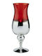 BigBuy Candle Holder Crystal Red / Silver 13x13x35cm 1pcs