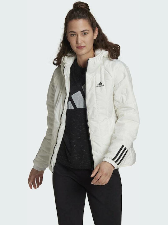 Adidas Itavic Κοντό Γυναικείο Puffer Μπουφάν για Χειμώνα Core White