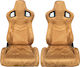 Carner Комплект колички за кола Кошница Седалки за кола Bucket RS Suede Alcantara Beige с бежови шевове - комплект от 2 броя Бежов