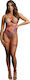 Le Désir Open-cup Tie Dye Strappy Teddy & Dazzling Nipple Sexy Σετ Εσωρούχων Διχτυωτό με Ζαρτιέρες Πολύχρωμο
