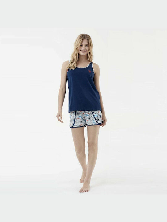 U.S. Polo Assn. Summer Women's Pyjama Set Cotton Navy Blue 16551
