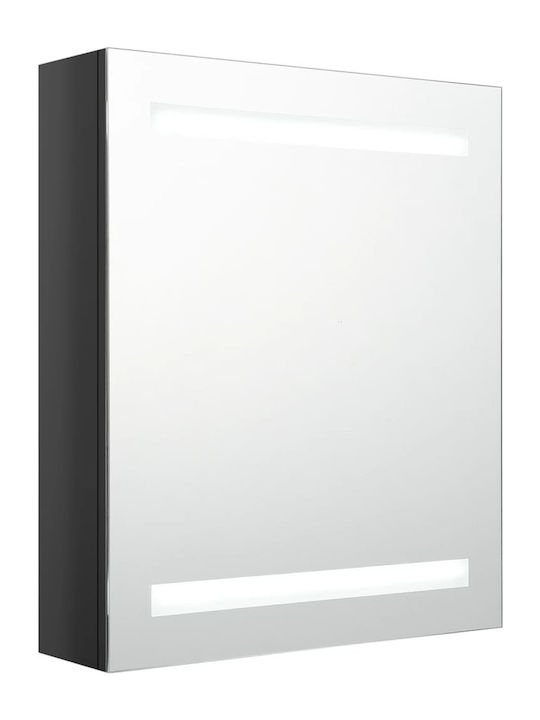 vidaXL Ορθογώνιος Καθρέπτης Μπάνιου Led από MDF με Ντουλάπι 50x60cm Μαύρος