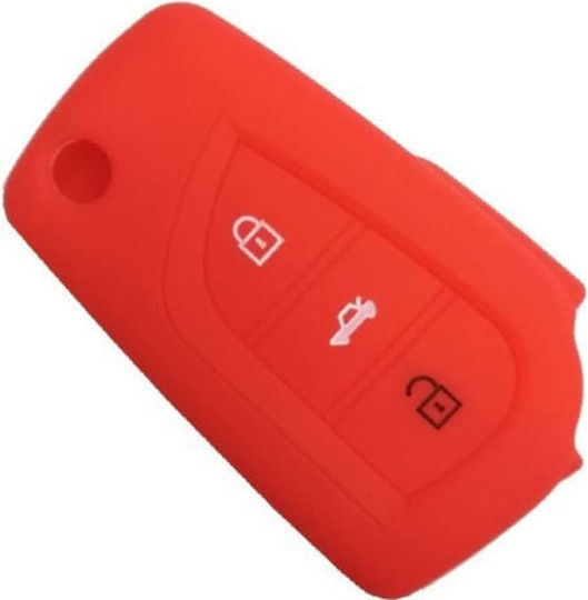 Silicone Car Key Cover Case with 3 Buttons for Toyota Orange