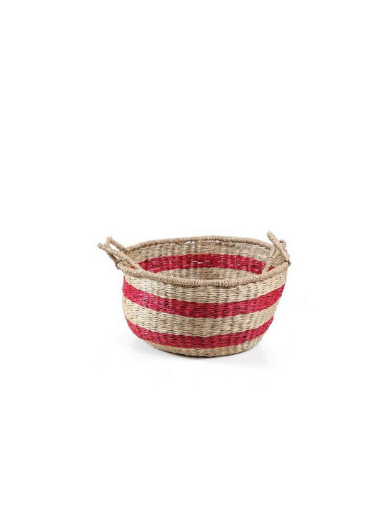 Wicker Decorative Basket Rossi Κόκκινο-Φυσικό 40x40x22εκ. Soulworks