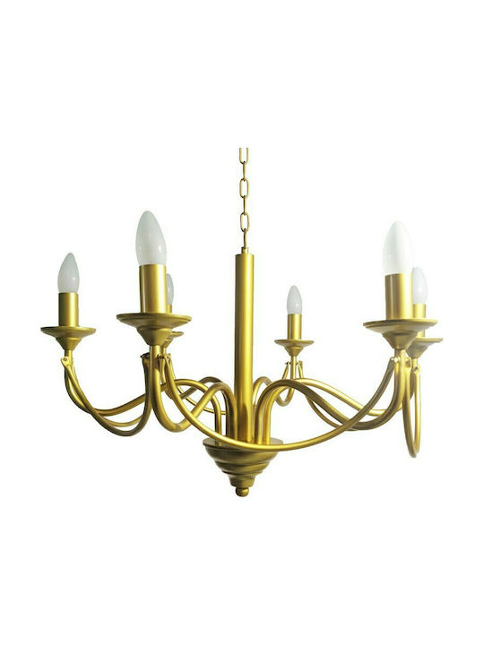 Inart Candelabru 5xE14 Ø61cm cu Lumânări Auriu 3-10-005-0002