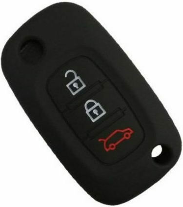 Silicone Car Key Cover Case with 3 Buttons for Renault Black