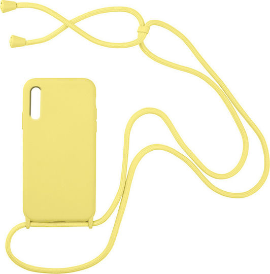 Sonique Carryhang Back Cover Σιλικόνης 0.5mm με Λουράκι Κίτρινο (Galaxy A70)