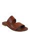 1016 Leather Women's Flat Sandals in Tabac Brown Color