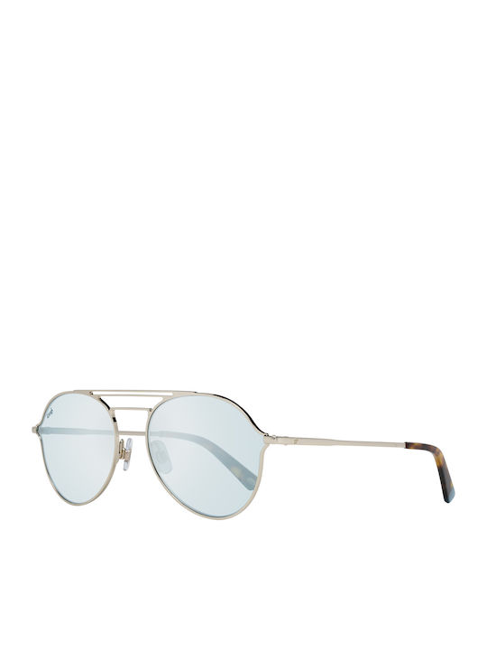 Web Men's Sunglasses with Gold Metal Frame and Light Blue Lens WE0230 32X