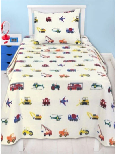 Bettwäsche-Set Einzel Baumwolle Lastwagen Ecru 160x270cm 3Stück