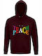 Unisex Hoodie, Organic "Teach Peace", Burgundy